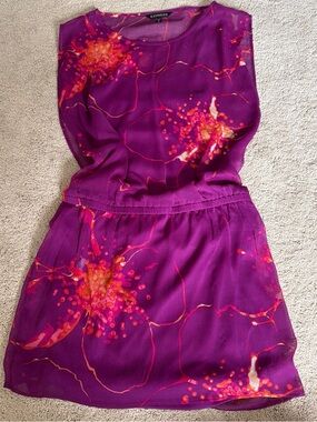 Express Purple Floral Print Sleeveless Dress